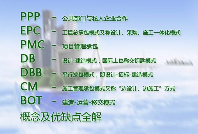 PPP、EPC、PMC、DB、DBB、CM、BOT概念及優(yōu)缺點(diǎn)全解